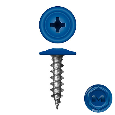 Caморез ПШ по дереву 4,2х16 RAL5005 Синий Сигнал прессшайба