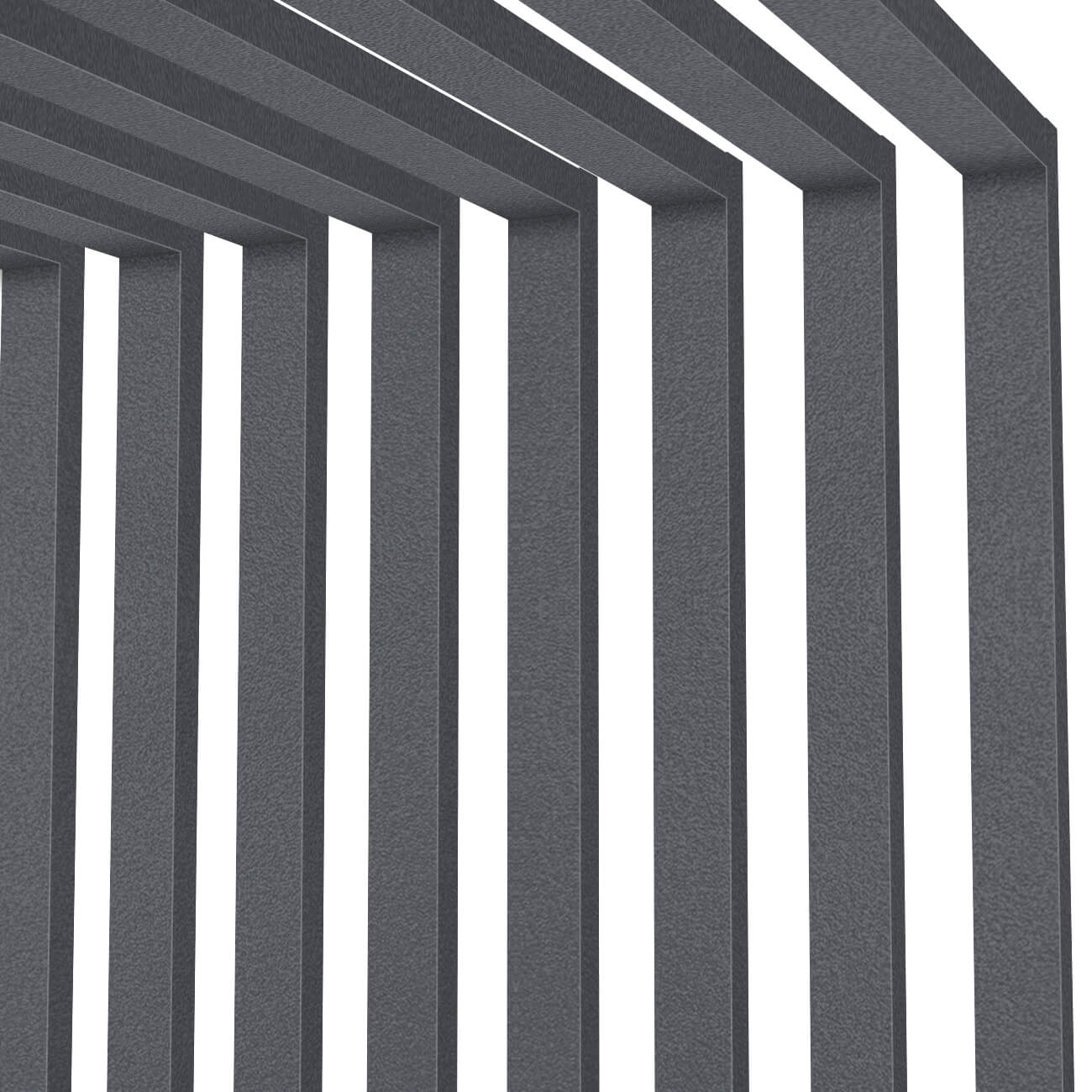 Декоративные рейки металлические RAL7024 МАТТЕ Серый Графит на стенах и потолке в сборе