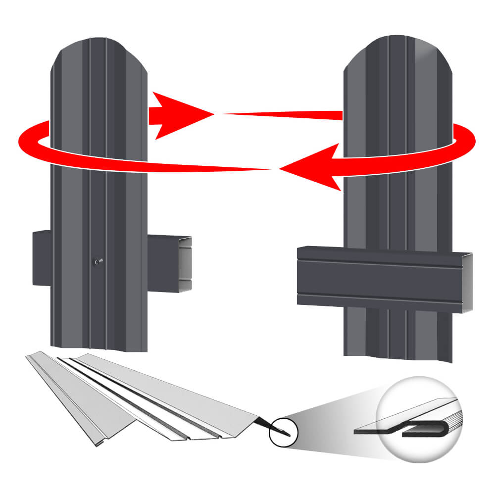 Штакетник ЭКО М-образный 95мм RAL7024-7024 Серый Графит 2-х сторонний