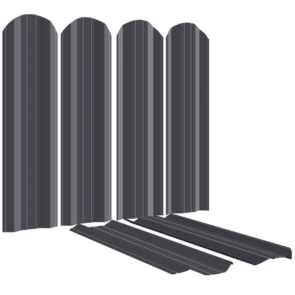 Штакетник ЭКО-М 95мм RAL7024-7024 Серый Графит 2-х сторонний для забора