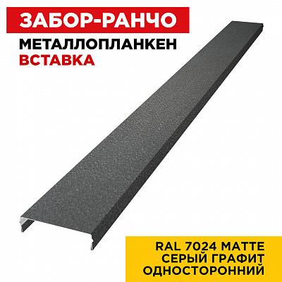 Ламель Металлопланкен ВСТАВКА 80мм на 20мм цвет RAL7024 МАТТЕ Серый Графит односторонний