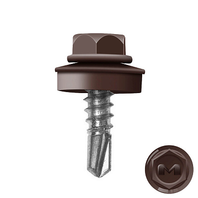 Саморез кровельный DAXMER по металлу RAL8017 Коричневый Шоколад 5,5*25мм