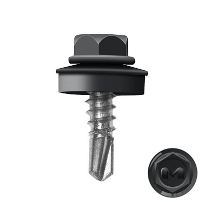 Саморез кровельный DAXMER по металлу RAL9004 Черный 5,5 19мм