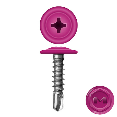 Caморез ПШС по металлу 4,2х19 RAL4006 Пурпурный прессшайба сверло