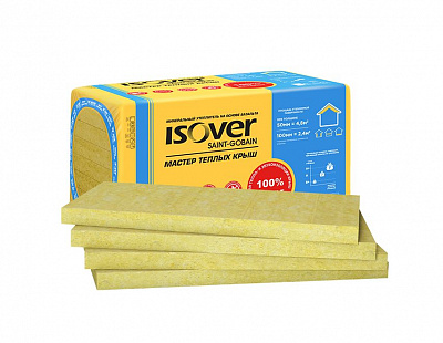 Утеплитель ИЗОВЕР Мастер Теплых Крыш 100х600х1000мм 4шт 2,4м2 0,24м3 фото Центр Металлокровли