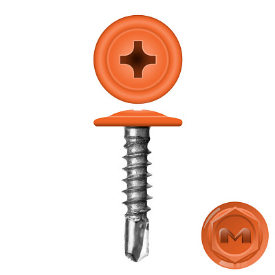Caморез ПШС по металлу 4,2х16 RAL2010 Оранжевый прессшайба сверло