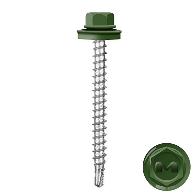 Саморез кровельный DAXMER по дереву RAL6002 Зеленый лист 4,8 50мм