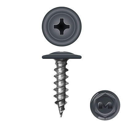 Caморез ПШ по дереву 4,2х16 RAL7024 Серый Графит прессшайба