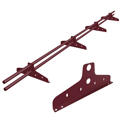 Снегозадержатель ЭКОНОМ D-25мм 3 метра 4 опоры RAL3005 Красное вино