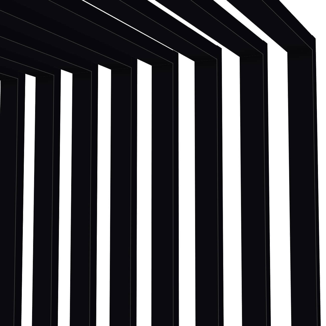 Декоративная рейка металлическая RAL9005 Черный на стенах и потолке в сборе