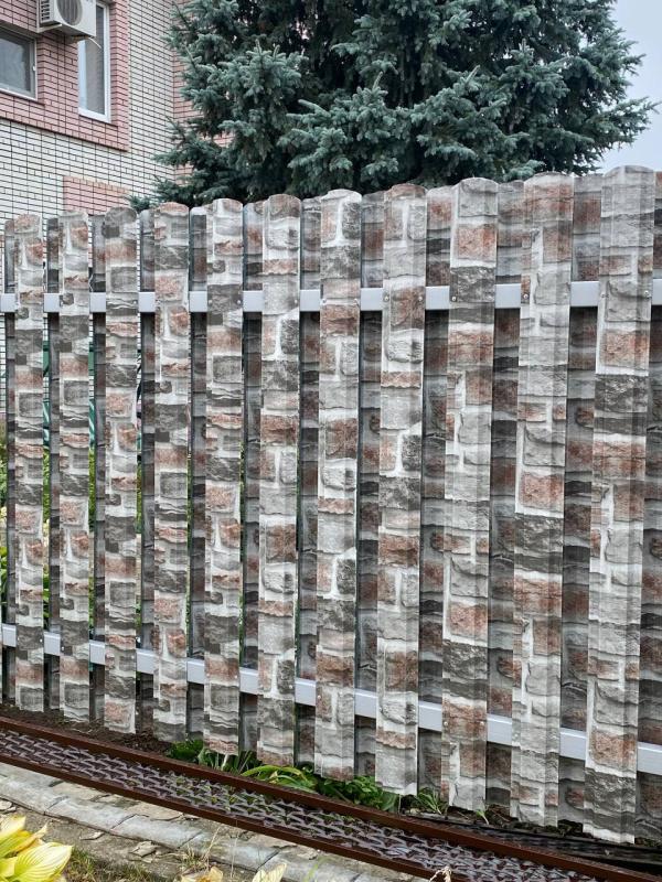 Евроштакетник широкий 35м Кирпич Зольный Printech