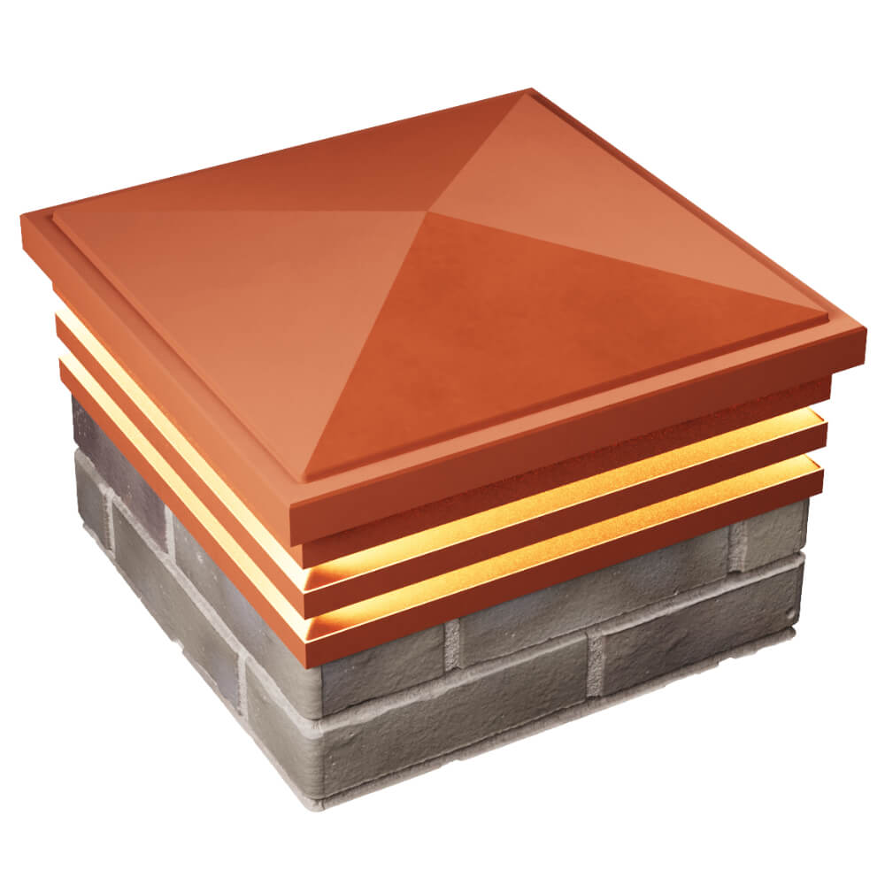 Колпак Бона на 1.5 кирпича Красный с подсветкой 2