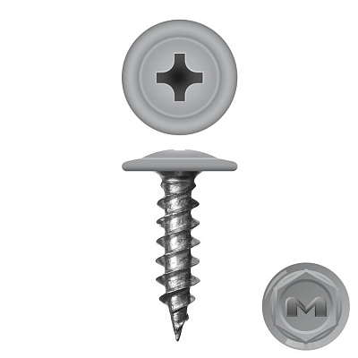 Caморез ПШ по дереву 4,2х16 RAL7004 Серый прессшайба