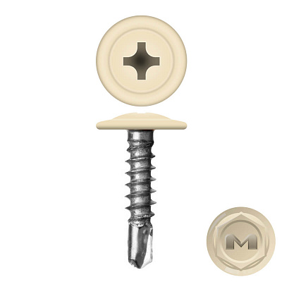 Caморез ПШС по металлу 4,2х19 RAL1015 Слоновая кость прессшайба сверло