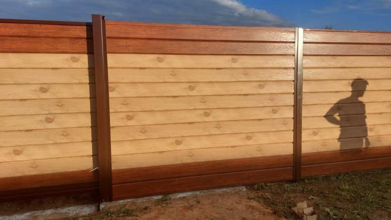 Металлосайдинг ЕВРО-БРУС 34м Клен Светлый, Темное Дерево SteelArt, Printech