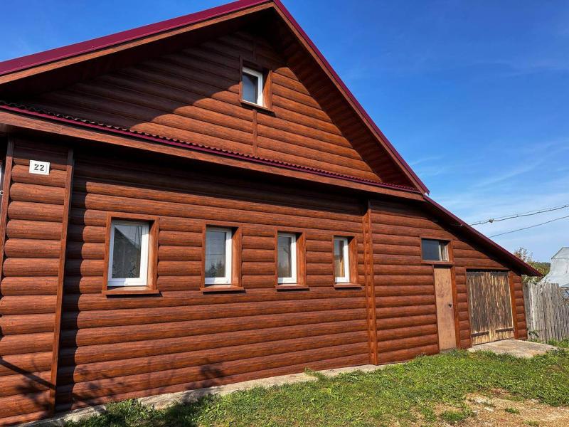 Металлосайдинг Бревно Рубленое 4D Темный Дуб Принтек