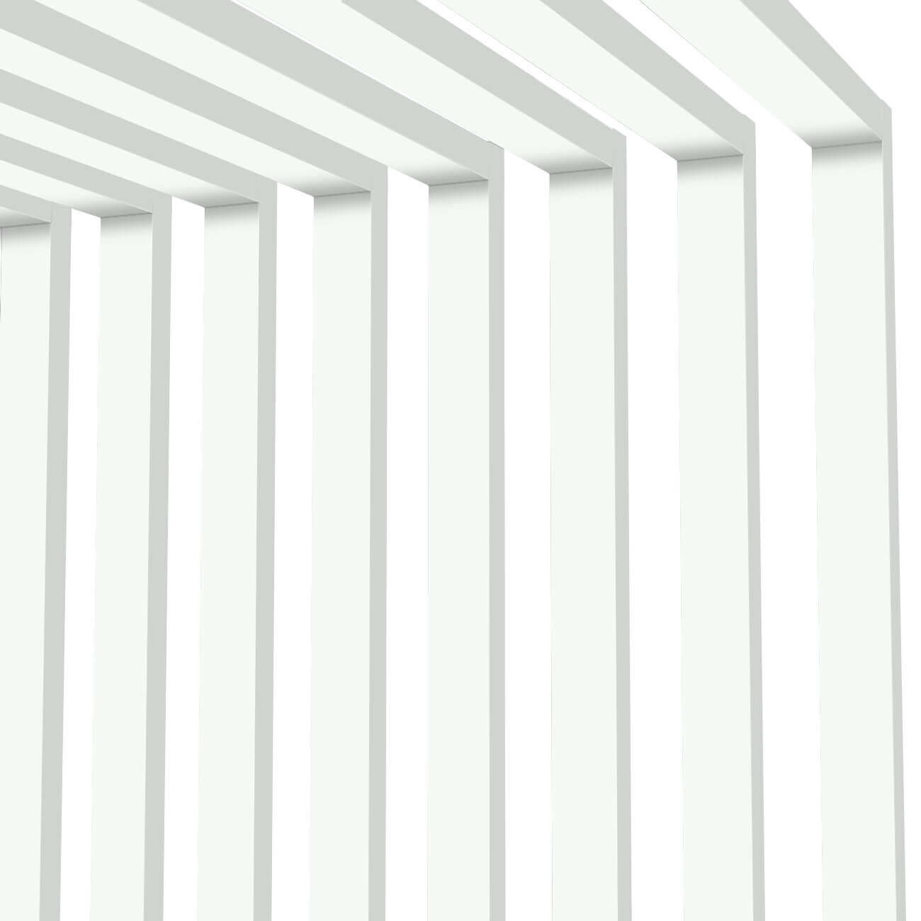 Декоративная рейка металлическая RAL9003 Белый на стенах и потолке в сборе